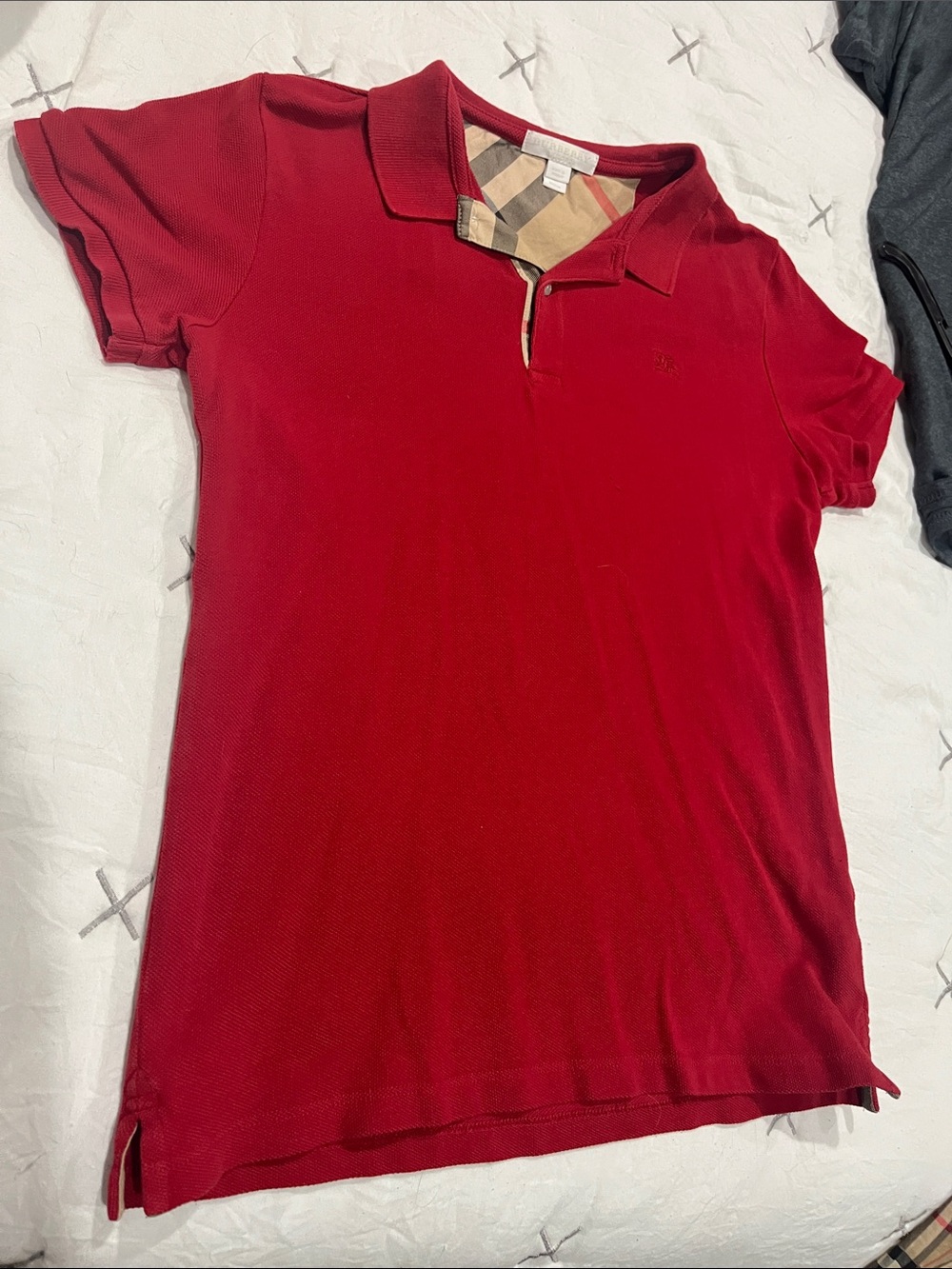 Burberry Red Polo Shirt with Signature Check Trim